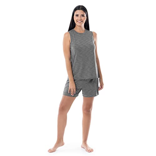 Fruit of the Loom Women's Breathable Tank Top and Short 2 Piece Sleep Set, Heather Grey, Small - image 6