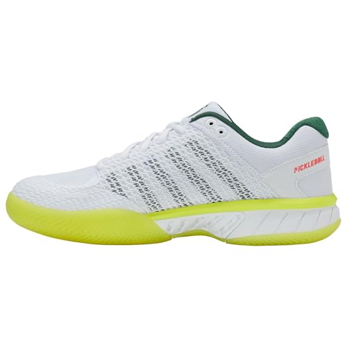 Image of K-Swiss Men's Express Light Pickleball Shoe (White /Neon Lime /Eden) (10.5)