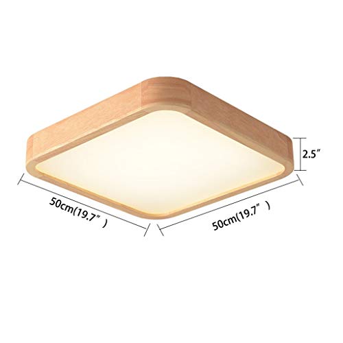 Preisvergleich Produktbild Little Beauty Deckenleuchten Japanischen Stil einfache quadratische Deckenleuchte aus massivem Holz Acryl Lampenschirm Kinderzimmer Lampe LED Lampe warmweiß Hauptbeleuchtung (Color : 50cm-warm Light)