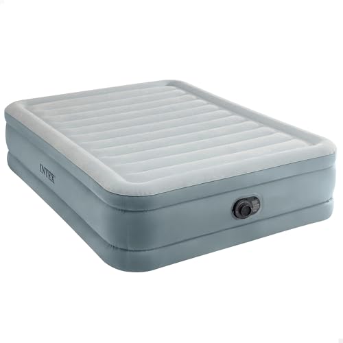 Intex Colchón hinchable Premium Comfort, 152x203x46 cm, Tecnología Fiber Tech, Bomba de aire incorporada, Sistema inflado y desinflado, Cama matrimonio, Colchones inflables (64824)