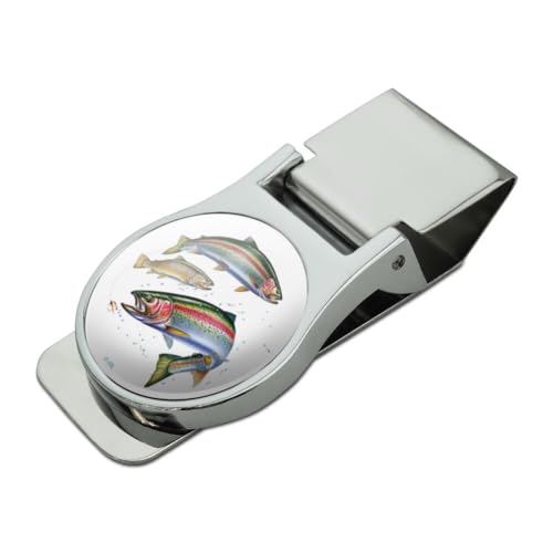 Rainbow Trout Fishing 8 Satin Chrome Plated Metal Money Clip