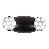 eTopLighting Emergency Exit Light Standard LED Bug Eye Head LED Spot Light, Black Body Color, 2 Side Lights, Test Button, AGG2214