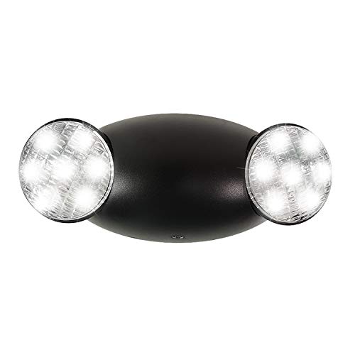 eTopLighting Emergency Exit Light Standard LED Bug Eye Head LED Spot Light, Black Body Color, 2 Side Lights, Test Button, AGG2214