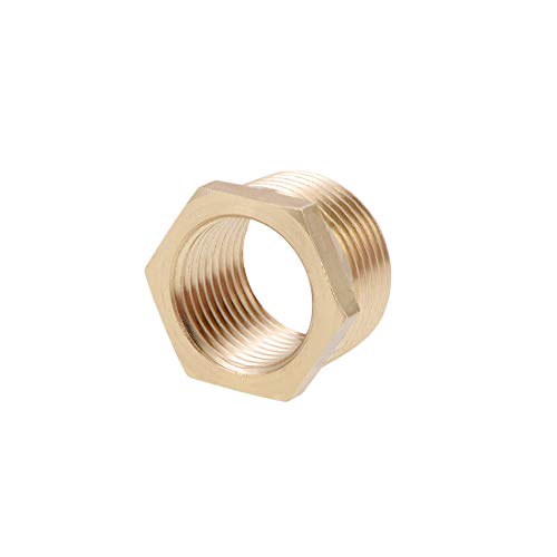 uxcell Brass Threaded Pipe Fitting G3/4 Male X G1/2 Female Hex Head Bushing Adapter