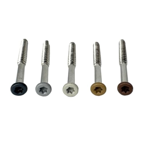Ceta Painted Head Decking Screw for Composite Decking, 4.2 x 55mm Stainless Steel Colour Coded Screw, 5 Colours, Pack of 50. (Charcoal (RAL7021))