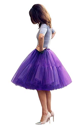Women's Princess Tutu Tulle Midi Knee Length Skirt Underskirt