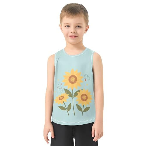 Sunflowers Boys' Tank Tops Sleeveless Summer Vest Tee Kids Toddler Undershirt for Biking Jogging Beach 3T2
