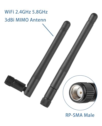 Vecys 2PCS Dual Band WiFi Antenna 2.4GHz 5GHz 5.8GHz 1.5dBi MIMO RP-SMA Male Antenna for WiFi Router Wireless LAN Card PCIe Card Router Video Surveillance Monitor - Image 3
