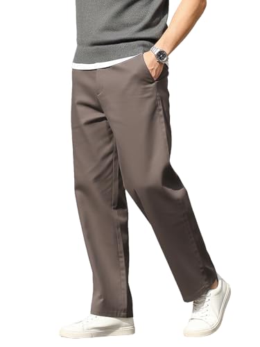 Image of Urbano Fashion Men's Loose Baggy Fit Solid Chino Trousers Non-Stretchable