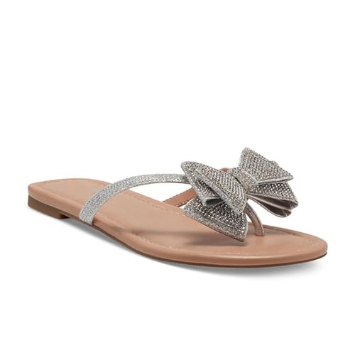 Bow Flat Sandals for Women Flip Flops Sandals Round Open Toe Slip On Thong Sandals Summer Beach Fashion Shoes