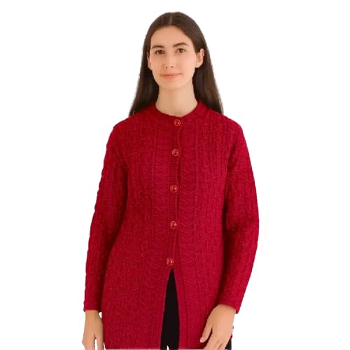 Women's Woolen Knitted Buttondown Long Cardigan | Long Winter Sweater with Textured Pattern, Full Sleeves, Regular fit-image-30