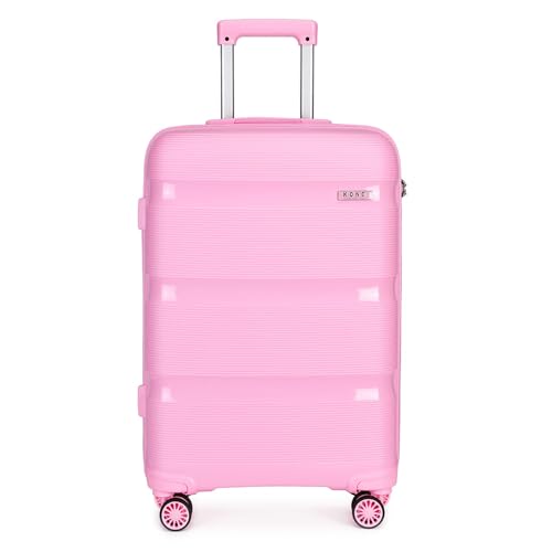 KONO Hartschalenkoffer Mittelgroß 65cm Rollkoffer mit TSA Schloss und 4 Rollen Leicht Modisch und Verschleißfest Polypropylen Reisekoffer, 65x44x27cm, 66 Liter (Rosa, L)