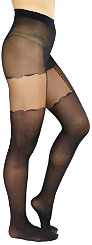 Image of ToBeInStyle Women's Faux Print Suspender Garter Sheers Pantyhose