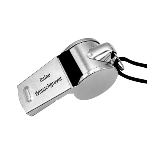 EMACES® Trillerpfeife aus Edelstahl mit Wunschgravur - perfekt als personalisiertes Geschenk für Männer und Frauen - Ideal für Sport, Training, Schiedsrichter, Lehrer und mehr