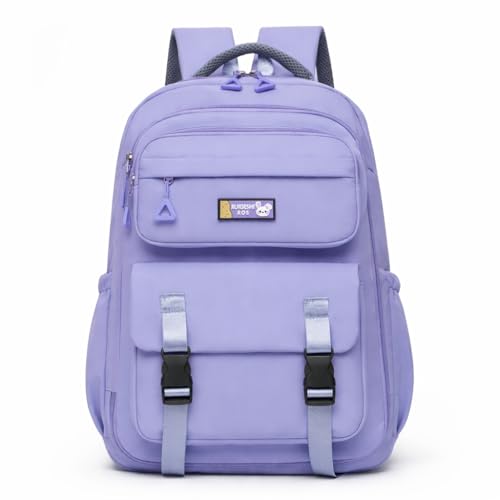 Mochila Escolar Feminina Grande, Resistente, Material Oxford e Poliéster, Compartimentos Múltiplos, Alças Acolchoadas, para Estudantes (Lilás)