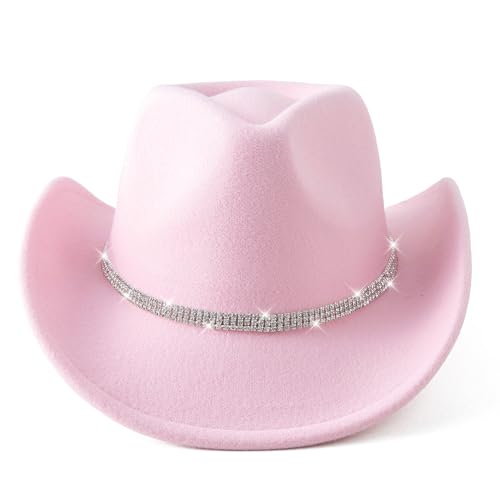 Jastore Glitter Silver Cowboy Hats for Girls Western Sparkly Rhinestone Cowgirl Hat for Kids3