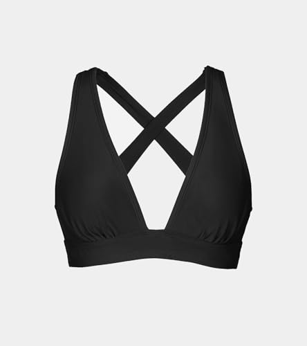 CUPSHE Women's Bikini Top V Neck Triangle Top Wide Straps Cross Back Lace up4