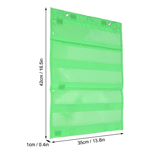 Alomejor Magnetic Pocket Chart for Students 5 Rows Transparent Pockets Classroom Pocket Chart Schedule Chart for Home School (Green) - Image 2