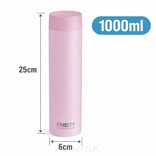 Image of Premium Slim Square Water Bottle BPA Free Plastic Frosty Finish Leak Proof Fridge Fit Freezer Safe Drinking Bottle for School Office Gym Travel Use (Round Bottal)