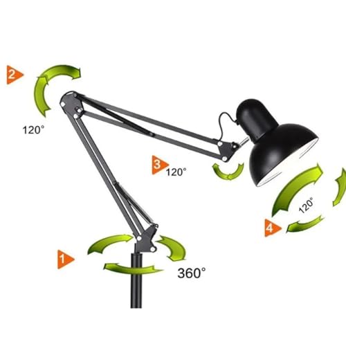 Luminária Chão Articulada Abajur pedestal Metal Lustre Coluna 1,90m