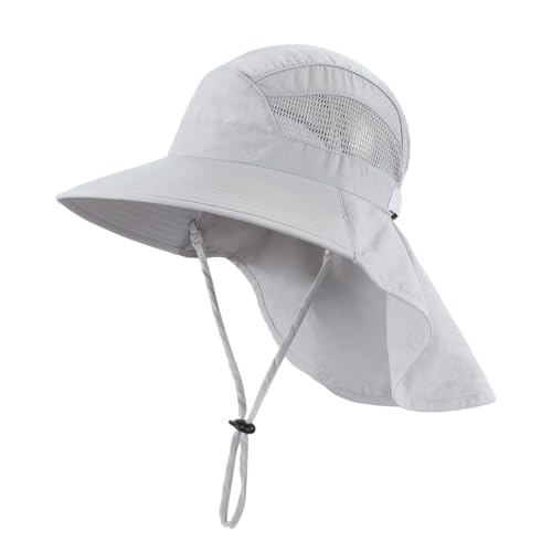 Image of Home Prefer UPF50 Wide Brim Kids Sun Hat Neck Flap Boys Girls Sun Protection Hat for Beach Fishing