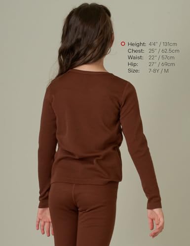 LAPASA Camiseta Térmica Manga Larga Unisex Niño y Niña 100% Lana Merina Deporte Invierno K13 7-8 años Marrón (Camiseta)