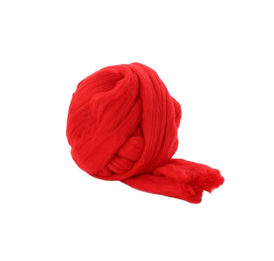 Lana merina de 2.2 libras para hilar, hilo grueso y suave para tejer cobija de brazo, núcleo de fieltro, relleno cardado, rojo