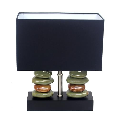 Elegant Designs LT1147-BLK Zen Garden Stacked Cobblestone Table Lamp, Black