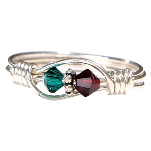 2 Stone Mother's Birthstone Ring: Personalized Sterling Silver Mom's Multistone Family Ring. Two Swarovski Crystals. Christmas, Mother's Day