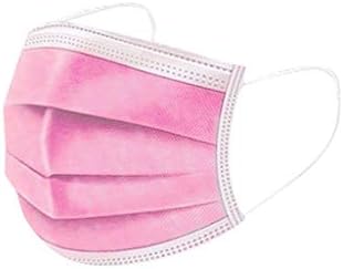 HMJ 50 Adults UK Black/Pink Disposable Face Caps Breathable,Comfortable 3 Layer Fabric Cloth Bandanas Face Pads Non_Woven Nose Shield Soft Motorbike Accessories Sport  Stock