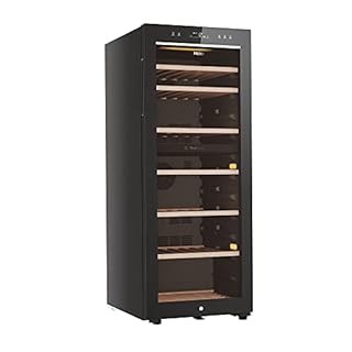 Haier Wine Bank 50 Serie 7 Cantinetta Vino Doppia Temperatura, 77 Bottiglie, Vetro Anti-UV, LED 3D, Controllo tramite App, Libera Installazione, Classe G, 49,7 x 58,5 x 127 cm, Nera - HWS77GDAU1