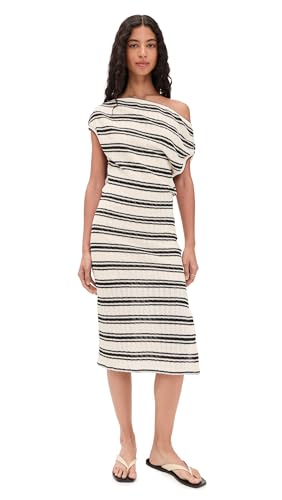 Ramy Brook Women's Stripe Chet Dress, Black Stripe, S