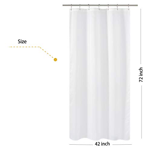 Image of N&Y HOME Fabric Shower Curtain Liner Stall Size 42 Width by 72 Length inches, Hotel Quality, Washable, White Bathroom Curtains with Grommets, 42x72
