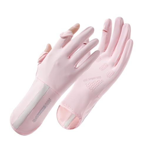 apaepr UV Protection Gloves for Women Full Finger Sun Gloves UPF 50+ Driving & Cycling Gloves Lightweight Touchscreen Breathable Non-Slip for Outdoor Activities (Pink One Size)