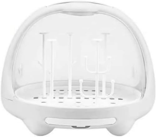 Giawkca 哺乳瓶乾燥ラック 哺乳瓶立て カバー付き ほこり防止 哺乳瓶水切り 衛生的 哺乳瓶スタンド 抗菌 清潔 取り外し 収納ボックス 乾燥 持ち運び便利 大容量 (ホワイト)