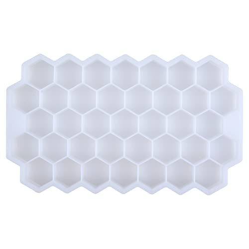 Honeycomb Ice Cube Bandejas Reutilizables de silicona Hielo Cubo Molde Bpa Fabricador de hielo gratis con tapas extraíbles. para cocina ( Color : WhiteNoLid )