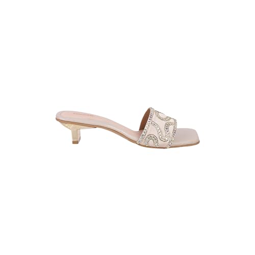 Image of Mochi Women Kitten Heel Slip-on Ethnic Sandal