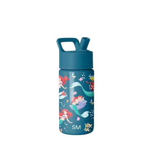 Simple Modern Disney Princess Ariel Kids Water Bottle with Straw Lid | 14oz Insulated Stainless Steel Kids Tumbler & Spill Proof Toddler Cup for School Girls Boys | Summit | Ariels Day Dream