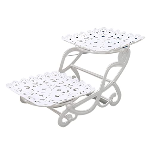 Lrtzizy Soporte de Postre de Pastel de 2 Niveles Soporte de Bandeja de Galletas de PasteleríA de Cupcakes Soporte de Fruta de Buffet de Dulces Uso de Boda una Cuadrado
