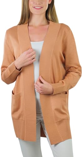 Image of ToBeInStyle Women's Long Sleeve Rib Banded Open Sweater Cardigan
