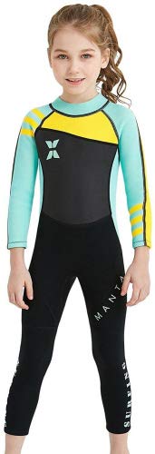 DIVE&SAIL - Traje de Neopreno Bañador de una Pieza Infantil Wetsuit para Niñas para Surf Deporte Acuático Colorido con una Pieza Completa - Verde