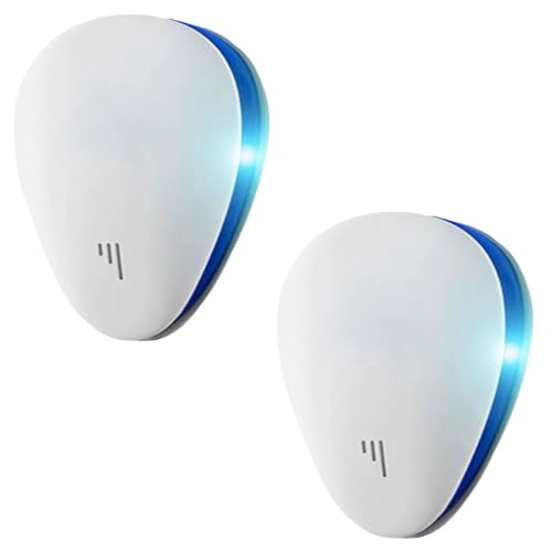 British Lux Repel Lab Plug-in, Ultrasonic Pest Repeller, Indoor Electronic Repellent Plug-in Pest Control(White-2PCS)