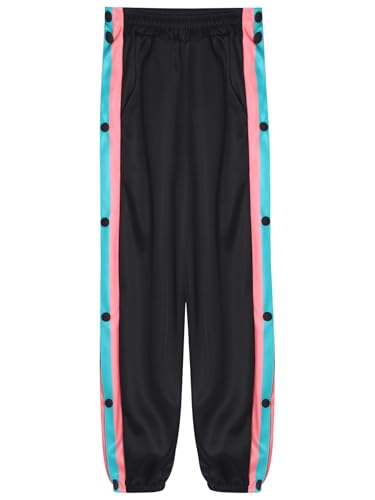 FEESHOW Kids Boys Tear Away Basketball Pants Side Split Buttons Track Pants Hip Hop Street Dance Trousers4
