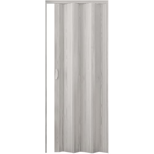 ESTO Porta a Soffietto da Interno 84 x 215 cm Misura, Economy, Premium, Deluxe quality, Porta Scorrevole 10 Colori diversi Bianco, Noce, Legno Scuro e Chiaro (Premium, Bianco Venato)