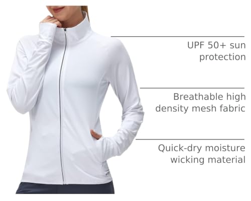 Image of Women's UPF 50+ UV Sun Protection Clothing Long Sleeve Athletic Hiking Shirts Lightweight SPF Zip Up Outdoor Jacket