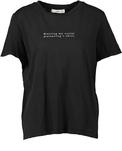 Mango Damen T-Shirt 'Camiseta 208PSWEAR', schwarz (DE/NL/SE/PL, Alphanumerisch, XS, Regular, Regular, Schwarz)