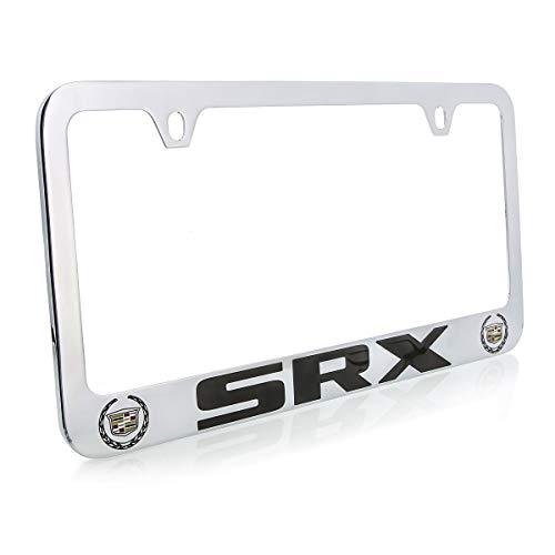 Cadillac SRX License Plate Frame (2 Hold/Brass, Chrome/Wide)