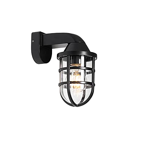 Qazqa - Modern Outdoor Wall Lamp I Wall Light Black IP54 - Joeri Garden- - Modern - Suitable for LED E27 | 1 Light - Polyester Outdoor wall Light - Suitable for