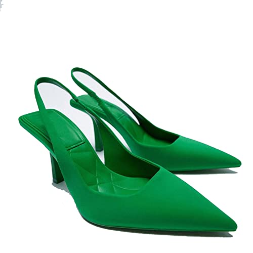 sinkwong Sandalias de Mujer Sandalias de Mujer Nuevos Tacones de Aguja Bombas con Punta Puntiaguda Primavera Verano Slip On Fashion Crystal Ladies Tacones Altos Zapatos Femeninos
