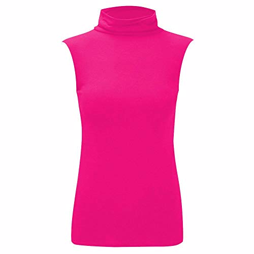 Camiseta de cuello alto Janisramone elástica sin mangas color liso